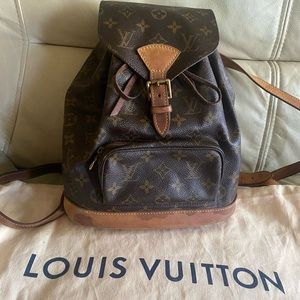 Authentic Louis Vuitton Montsouris MM Backpack LV monogram Brown Canvas France